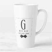 Best Man Groomsman Monogrammed Bow Stropdas Dank j Latte Mok (Rechts)