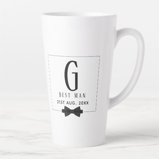 Best Man Groomsman Monogrammed Bow Stropdas Dank j Latte Mok (Rechts)