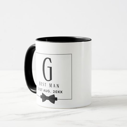 Best Man Groomsman Monogrammed Bow Stropdas Dank j Mok (Voorkant links)