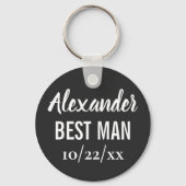 Best Man Modern Typography Elegant Black Wedding Sleutelhanger (Voorkant)