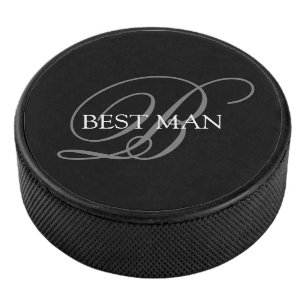 Best Man Monogram Hockey Puck