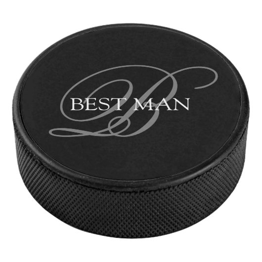 Best Man Monogram Hockey Puck (3/4)