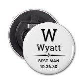 Best Man Monogrammed Bottle Open Button Flesopener (Voorkant)