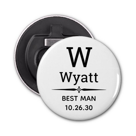 Best Man Monogrammed Bottle Open Button Flesopener (Voorkant)
