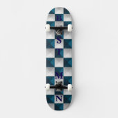 BEST MAN Motif géométrique Blue Silver Skateboard (Recto)