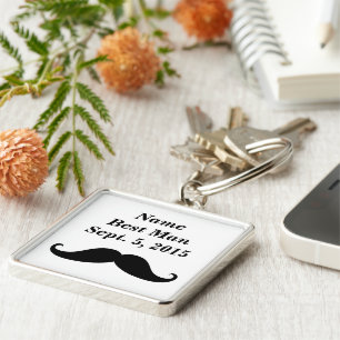 Best Man Mustache Premium Square Sleutelhanger