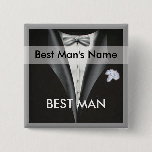 Best Man Name Tag Button