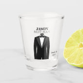 Best Man of Groomsman Wedding Black Stropdas Tuxed Shot Glas (Voorkant)