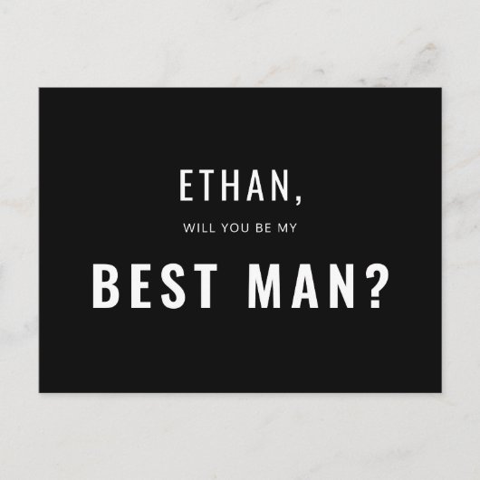 Best Man Request Modern Simple Uitnodiging Briefkaart (Voorkant)