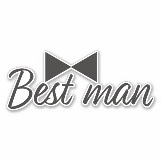 Best man tekst en Bow stropdas Sticker (Voorkant)