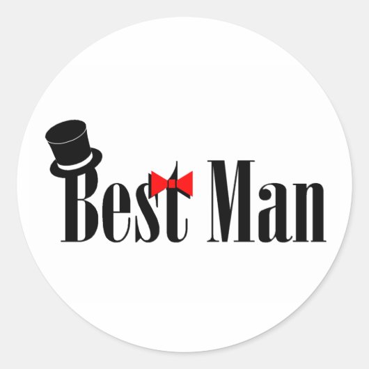 Best Man Top Hat Ronde Sticker (Voorkant)