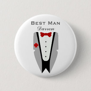 Best Man - Tuxedo Dinner Jacket Wedding Pin Ronde Button 5,7 Cm