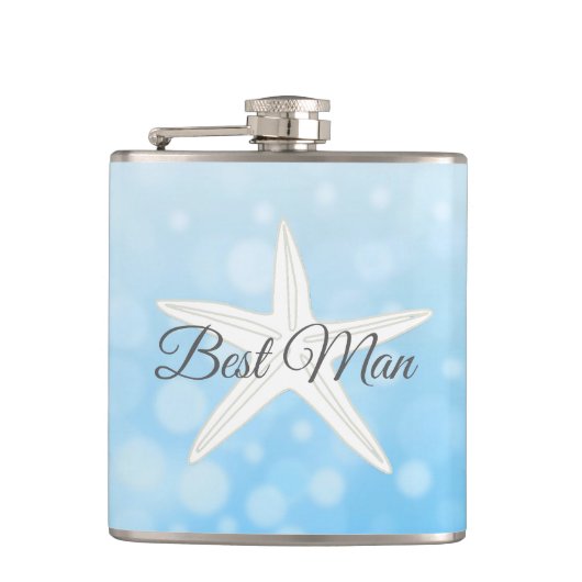 Best Man Wedding Blue Starfish Flask Heupfles (Voorkant)