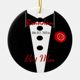 Best Man Wedding Favor Custom Name Tux Keramisch Ornament
