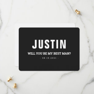 Best Man Wedding Modern Black and White Voorstel Save The Date