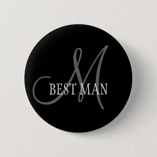 Best Man Wedding Monogram Button (Voorkant)
