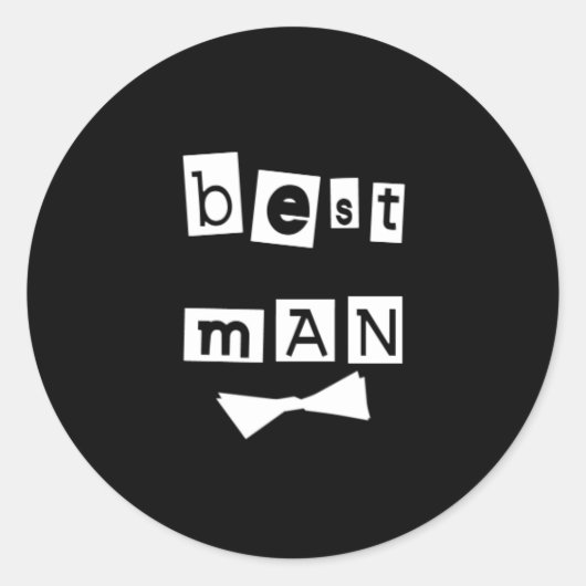 Best Man White op zwart Ronde Sticker (Voorkant)