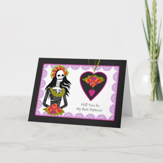 Best Matron Invitation, Dia de los Muertos Wedding (Voorkant)
