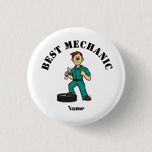 Best Mechanic Button - White Male