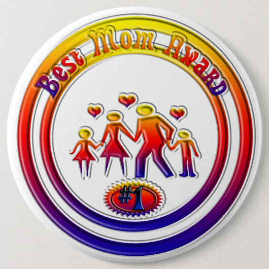 Best Mom Award Rainbow Family Button (Voorkant)