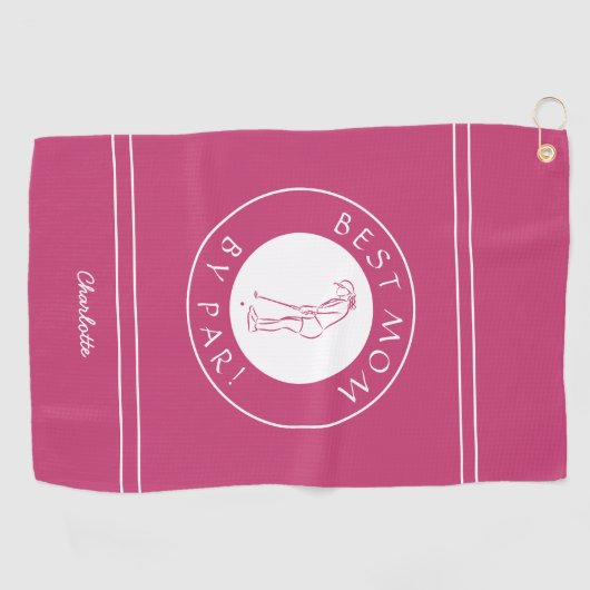 Best Mom by par Elegant Golfer Funny Pink Girly Golfhanddoek (Horizontaal)