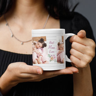 Best Mom Ever Custom 3 Foto – Witte Strepen Koffiemok
