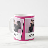 Best Mom Ever Custom 3 Photo Mug Pink (Devant gauche)