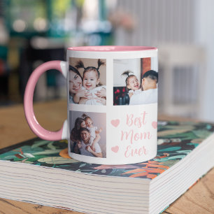 Best Mom Ever Custom 8 Photo Pink Mok
