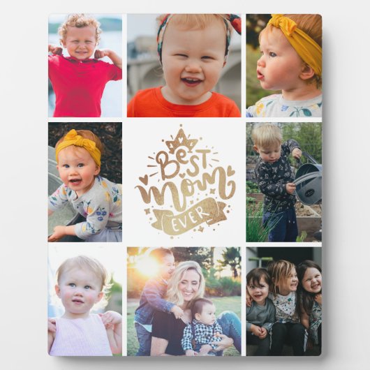 Best Mom Ever Gold Photo Collage Plaque cadeau (Devant)