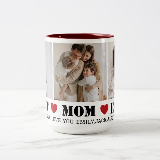 Best Mom Ever Modern 3 Photo Collage Mug (Centre)