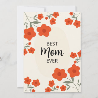 Best Mom Ever-Mothers Day Ditsy Orange floral Card Kaart