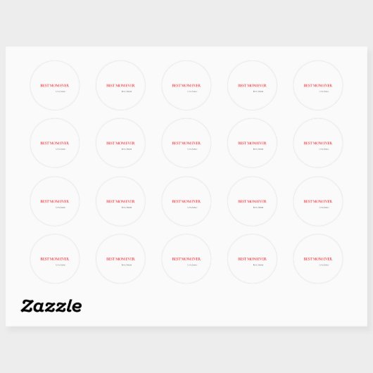 Best Mom Ever Personalized Round Sticker (Feuille)