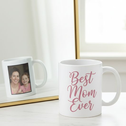 Best Mom Ever Pink Script 1 Photo Keepsake Koffiemok