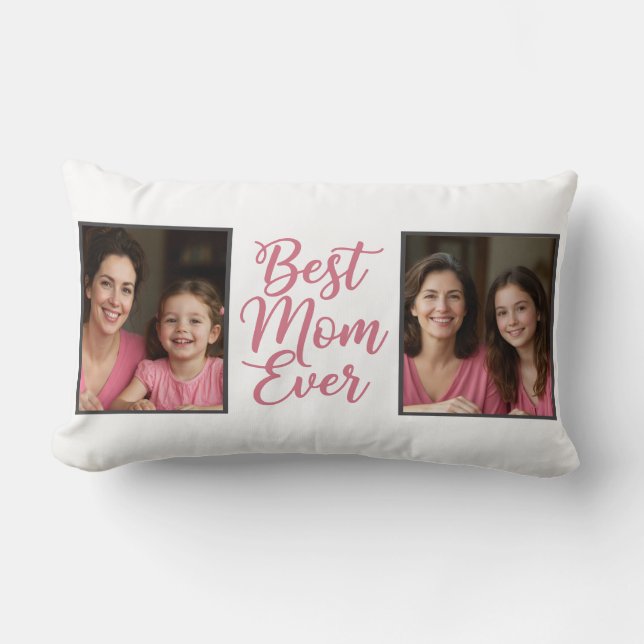 Best Mom Ever Pink Script 2 Photo Keepsake Kussen (Voorkant)