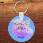 Best Mom Ever White Rose Personalized Sleutelhanger (Achterkant)