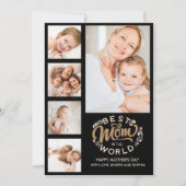 Best Mom In the World Scrip 5 Photos Black Bedankkaart (Voorkant)