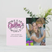 Best Mom in the World Scrip Photo Mom Bedankkaart (Staand voorkant)