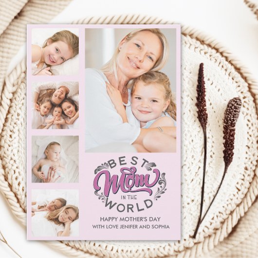 Best Mom In the World Scrip Photos Mom Pink Bedankkaart