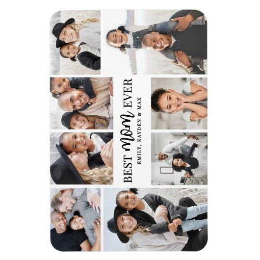 Best Mom Photo Collage Magneet (Verticaal)