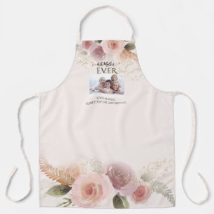 Best Mother EVER Elegant Waterverf Floral Photo Schort
