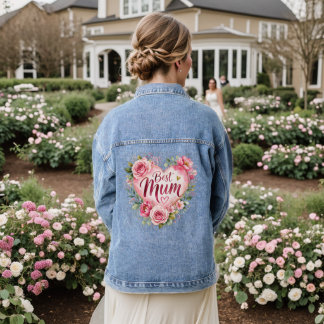 Best Mum Aquarell Blumenherz Design Denim Jacket