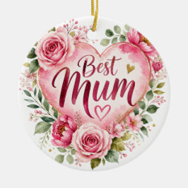 Best Mum Aquarell Blumenherz Design Keramisch Ornament