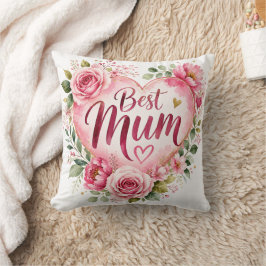 Best Mum Aquarell Blumenherz Design Kussen