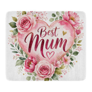 Best Mum Aquarell Blumenherz Design Snijplank