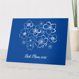 Best Mum ever blue with white flower Kaart