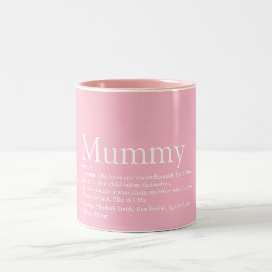 Best Mummy Definition Quote roze ter wereld Tweekleurige Koffiemok (Center)