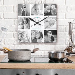 Best Nana Ever Modern Script 8 Photo Collage Chic Vierkante Klok