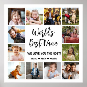 Best Nana Grandchildren 12 Photo Collage Poster