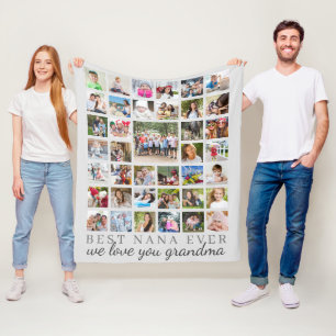 BEST NANA OOIT Grandma 39 Foto Collage Gray Fleece Deken