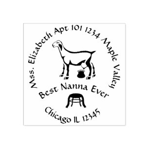 Best Nanna Ever Milking Goat Return Address Rubberstempel